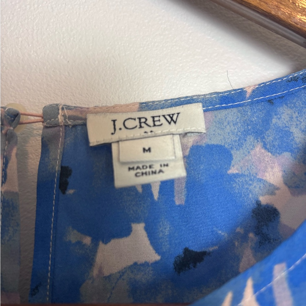 J. Crew Blue White Floral Watercolor Peplum Top Blouse - Picture 4 of 8